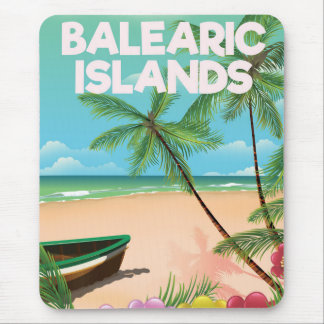 Balearic Islands beach travel poster Mouse Pad