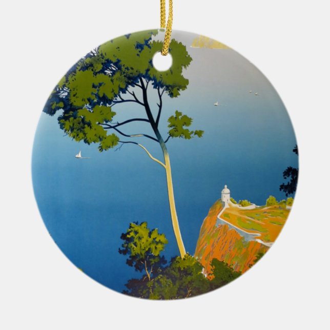 Balearic Islands Vintage French Travel Ceramic Ornament (Front)
