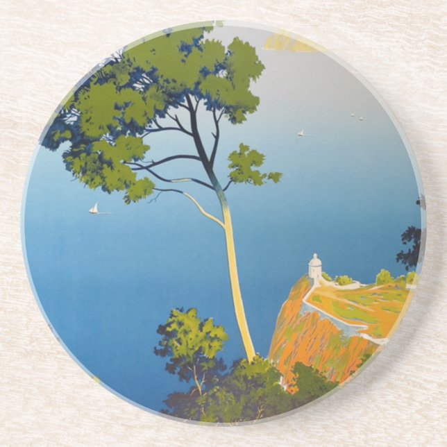 Balearic Islands Vintage French Travel Coaster (Front)