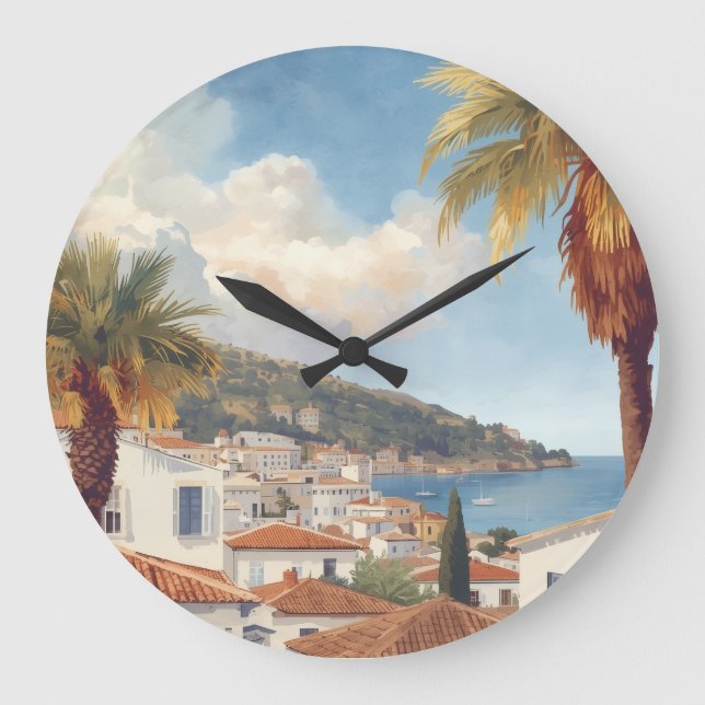 Balearic Islands Vintage French Travel Large Clock (Front)