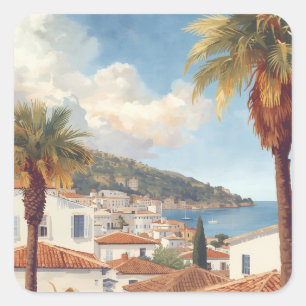 Balearic Islands Vintage French Travel Square Sticker