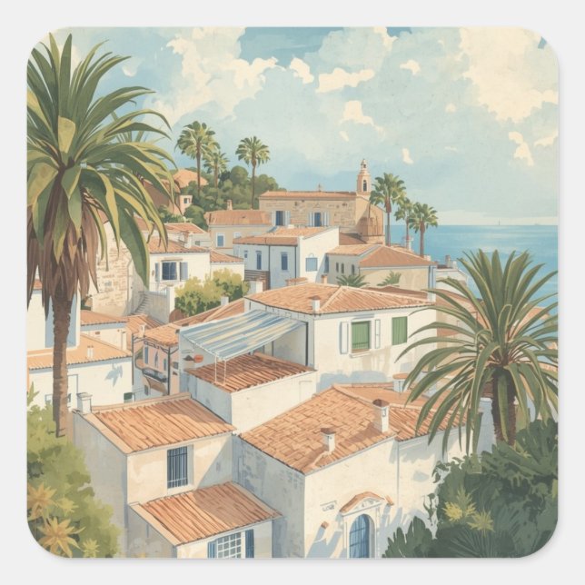 Balearic Islands Vintage French Travel Square Sticker (Front)