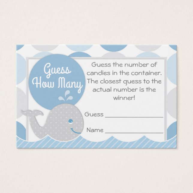 Baleine Baby shower Devine Combien De Carte De Jeu (Devant)