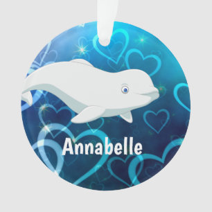 Baleine béluga et Coeurs bleus Noël arctique