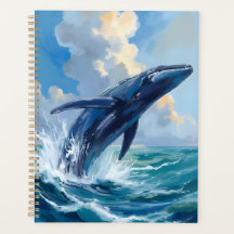 Baleine bleue | Aquarelle d'animal marin océanique