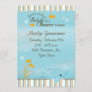 Baleine d'une grande invitation de baby shower