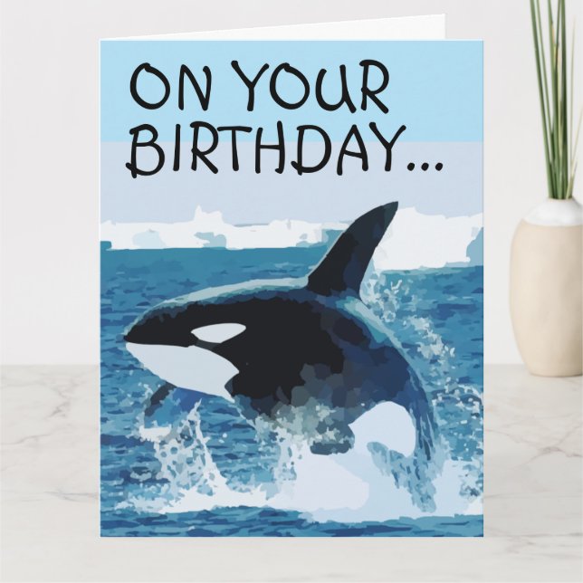 BALEINE FUNNY ANNIVERSAIRE GIANT Carte de voeux (Devant)