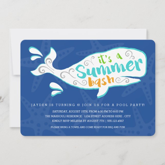 Baleine | Invitation de fête d'anniversaire (Devant)