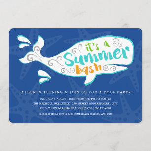 Baleine Invitation de fête d'anniversaire
