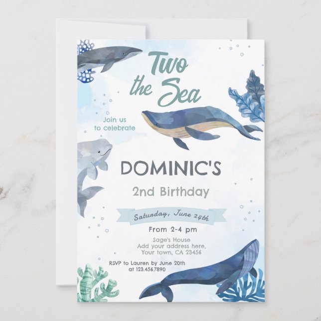 Baleine Invitation du 2e anniversaire (Devant)