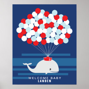 Baleine Livre d'or pour une baby shower à imprim
