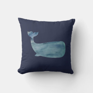 Baleine marine Coussin de peinture bleu marine