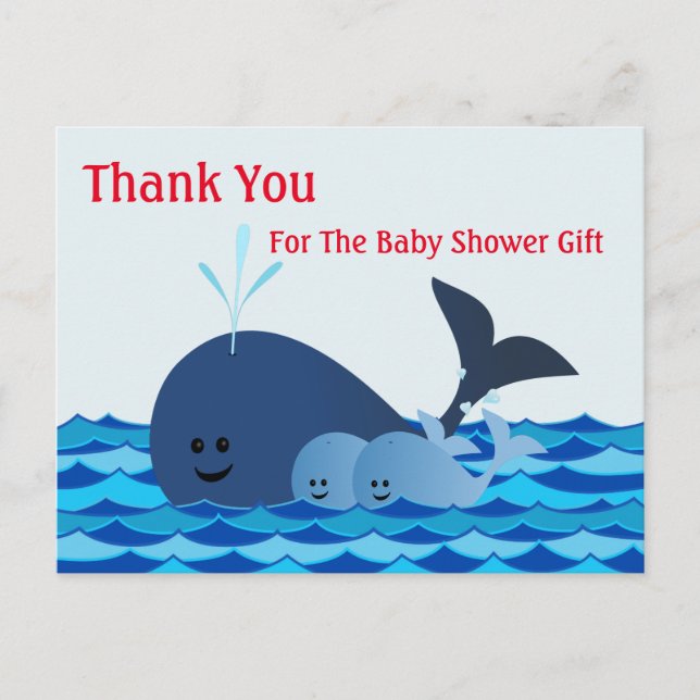 Baleine, Merci Jumeaux Carte de remerciement pour  (Devant)