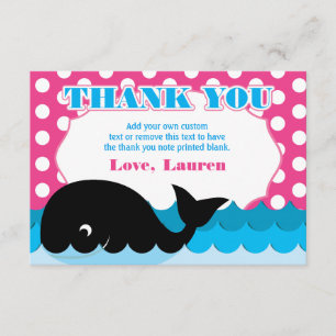 Baleine mignonne, cartes de Merci de point de