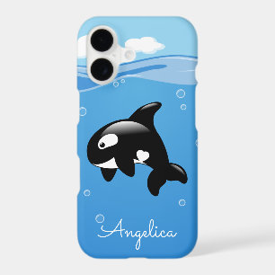 Baleine orque mignonne dans l'océan avec un nom pe