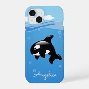 Baleine orque mignonne dans l'océan avec un nom pe
