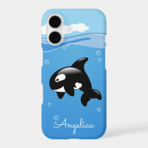 Baleine orque mignonne dans l'océan avec un nom pe