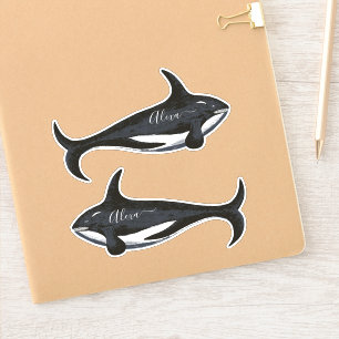 Baleine personnalisée votre nom autocollant