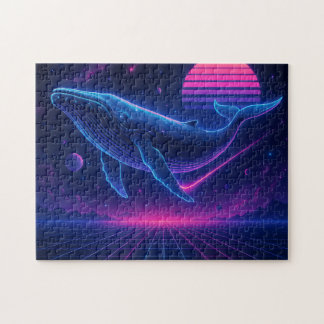 Baleine Retro Synthwave – Puzzle d'art spatial néo