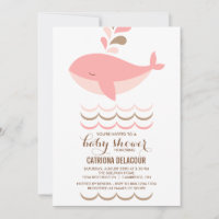 BALEINE ROSE CUTE C'EST UNE INVITATION BABY SHOWER