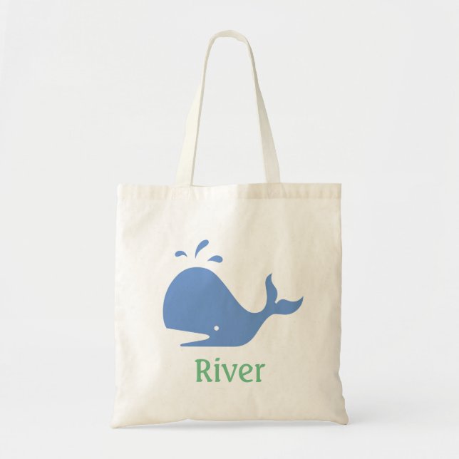 Baleine Sac fourre-tout personnalisé, bleu et vert (Devant)