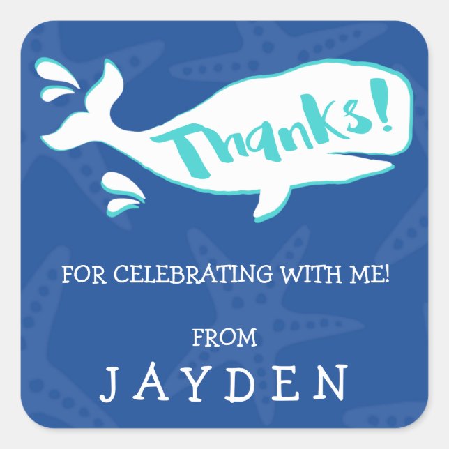 Baleine | Stickers d'anniversaire Merci (Devant)