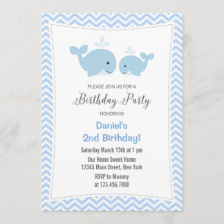 Baleines Anniversaire Invitation Blue