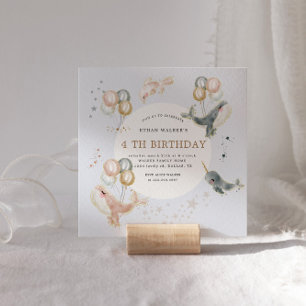 Baleines et ballons magiques Invitation Anniversai