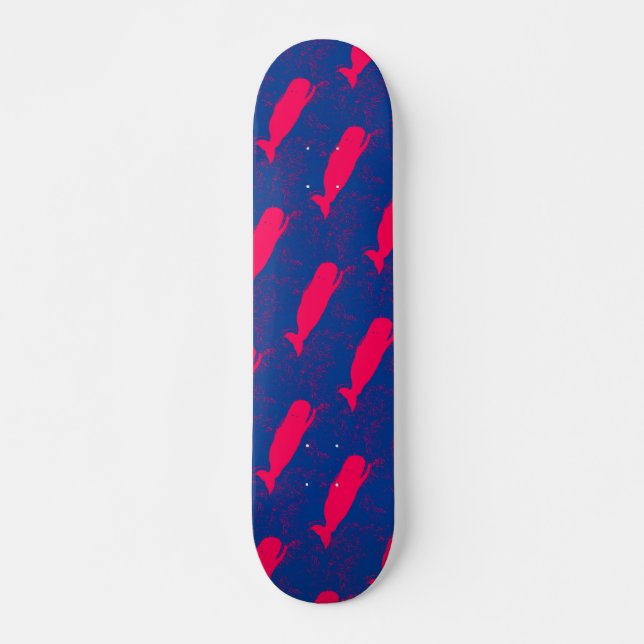 baleines rouges sur skateboard bleu (Devant)