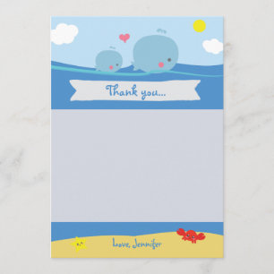 Baleines sous la Carte de remerciements de douche 