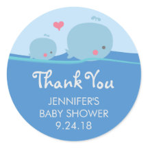 Baleines sous le Baby shower marin Sticker Merci