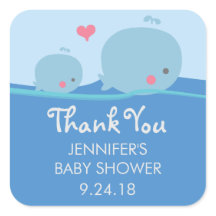 Baleines sous le Baby shower marin Sticker Merci