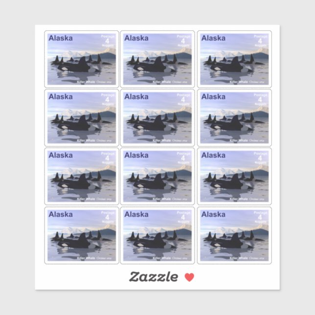 Baleines tueuses - Autocollant de l'Alaska (Feuille)