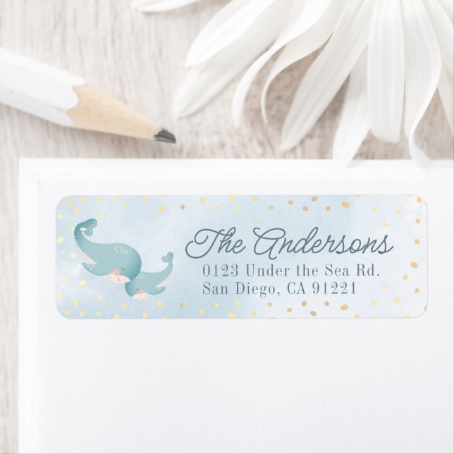 Baleines Watercolor Blue Boy Baby shower (En situation)