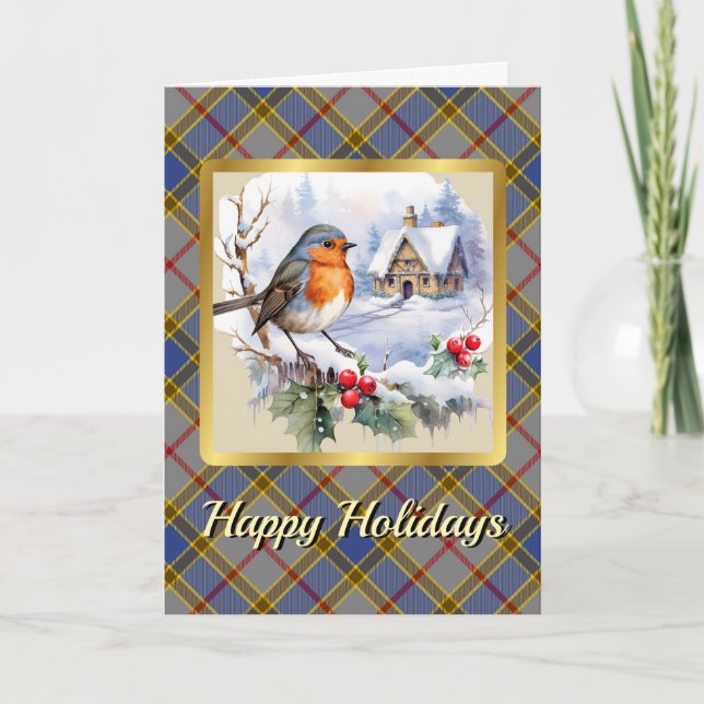 Balfour Crest & Tartan w/Robin Personalized  Card (Front)