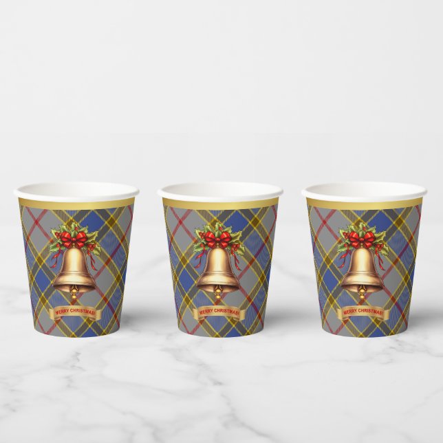 Balfour Personalized Tartan Christmas  Paper Cups (Multi)