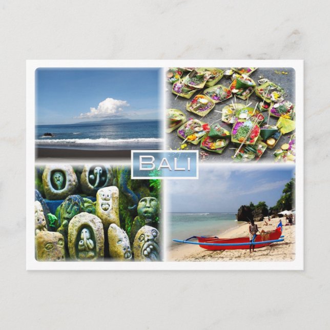 Bali - Balinese Stone Carvings - Padang beach Postcard (Front)