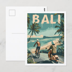 Bali Beach Indonesia Vintage Famous Travel Place Postcard