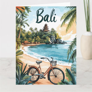 Bali Beach with Bicycle - Tropical Travel Card