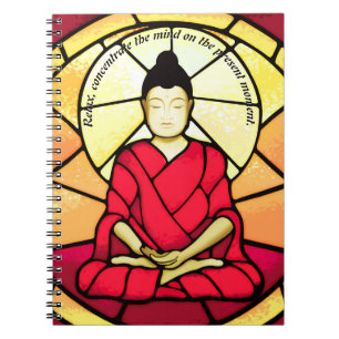 Bali buddha stain glass window notebook