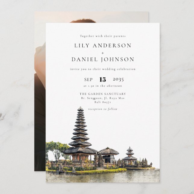 Bali Destination Photo Wedding Invitation (Front/Back)