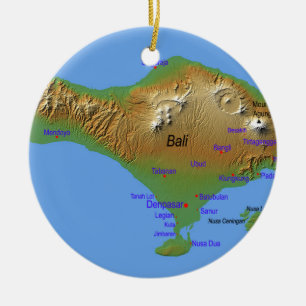 Bali Holliday Map Ceramic Ornament
