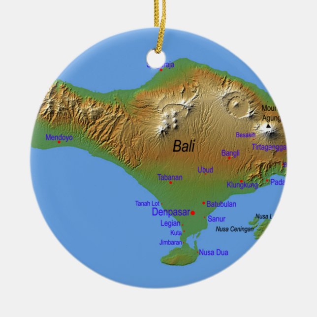Bali Holliday Map Ceramic Ornament (Front)
