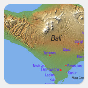 Bali Holliday Map Square Sticker