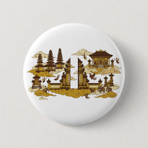 Bali Holy Temple Kahyangan Heaven Illustration 2 Inch Round Button