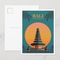 Bali Indonesia Art Vintage Travel Illustration