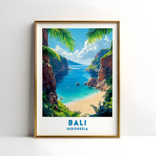 Bali Indonesia Beach Travel Poster Art