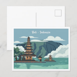 Bali Indonesia beautiful travel place illustration Postcard