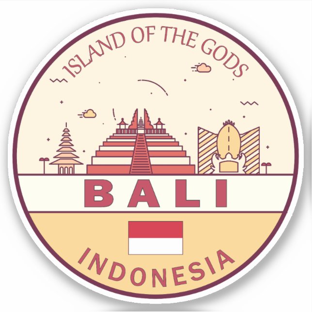Bali Indonesia City Skyline Emblem (Front)