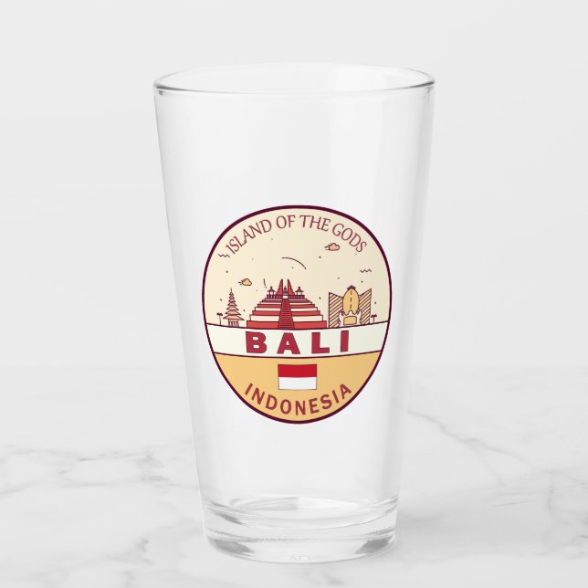 Bali Indonesia City Skyline Emblem Glass (Front)